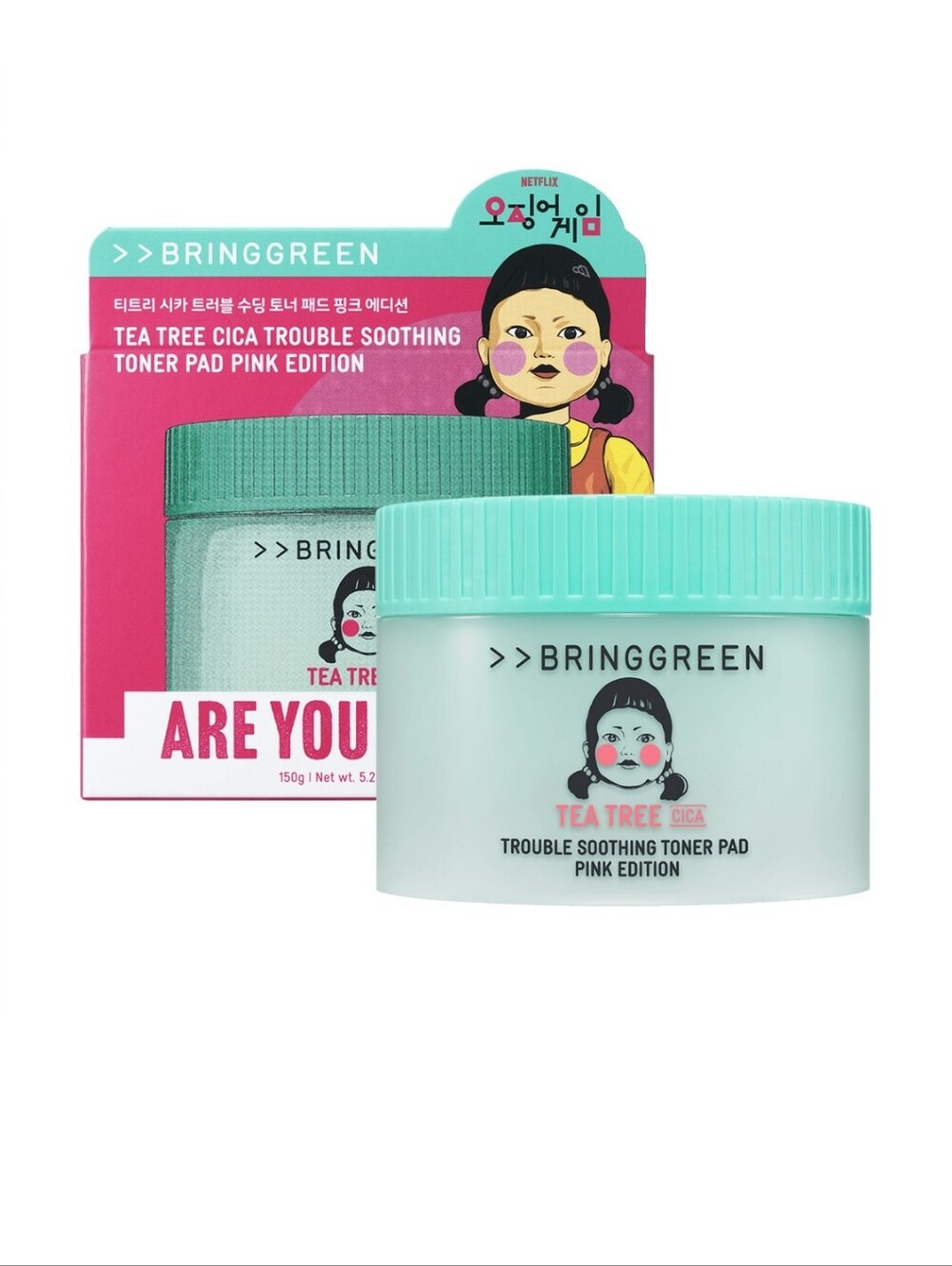 Bring Green Tea Tree Cica Trouble Soothing Toner Pads Pink Edition (90 Pads) NEW
